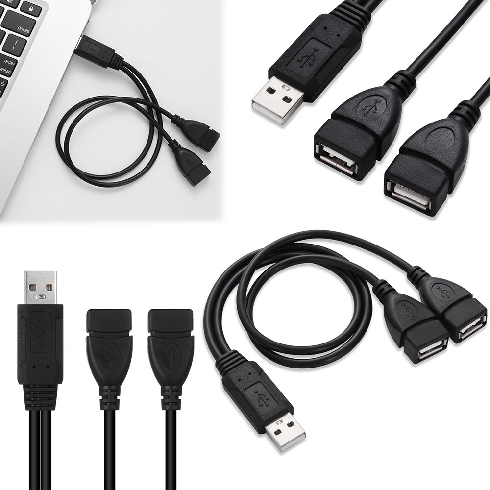 Practical Computer Supplies Connector USB 2.0 Hub Y Splitter Male To Dual Female Cable Adapter