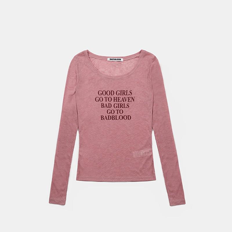 Корейская серия Badblood BCAC: Американская Дерзкая Девушка Одноплечая С Длинным Рукавом Свободная Женская Футболка с Принтом