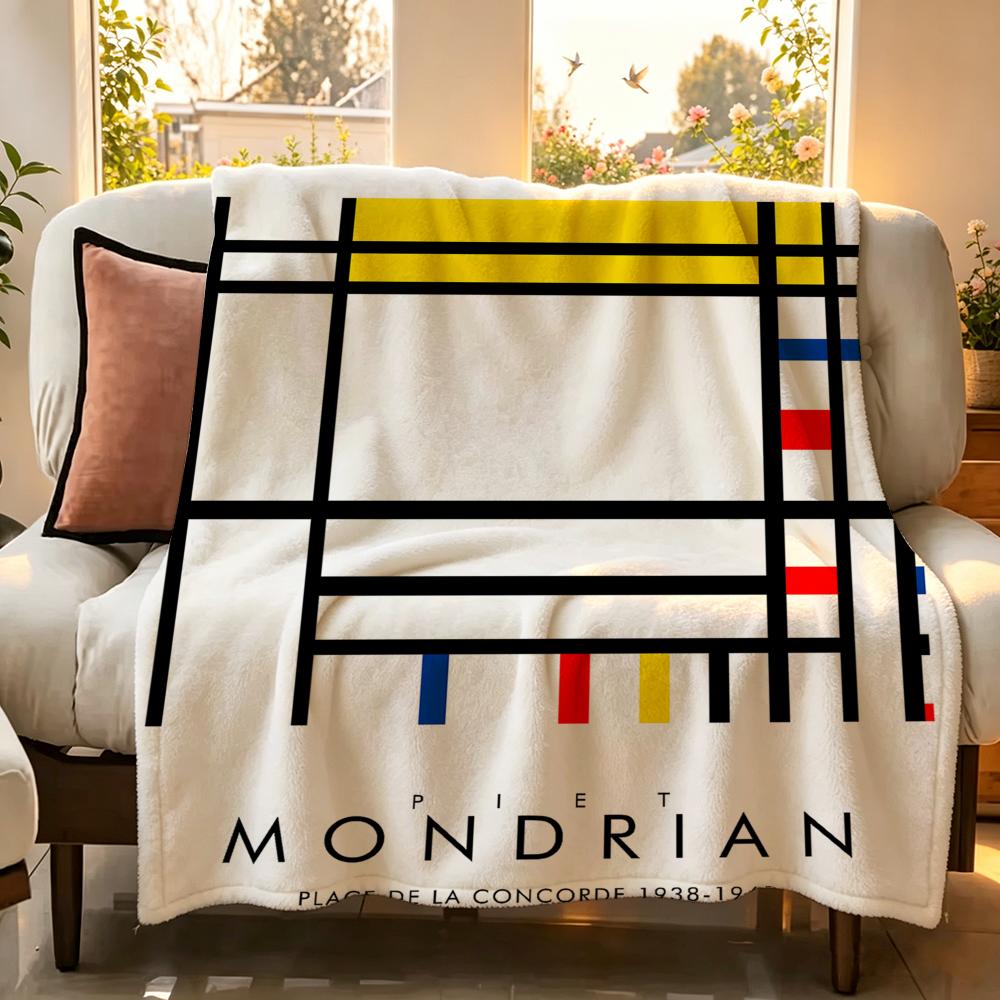 Artist G Geometric p painter P Piet M Mondrian Throw Flannel Throw Blanket Suitable for Sofa Living Room Bedroom
