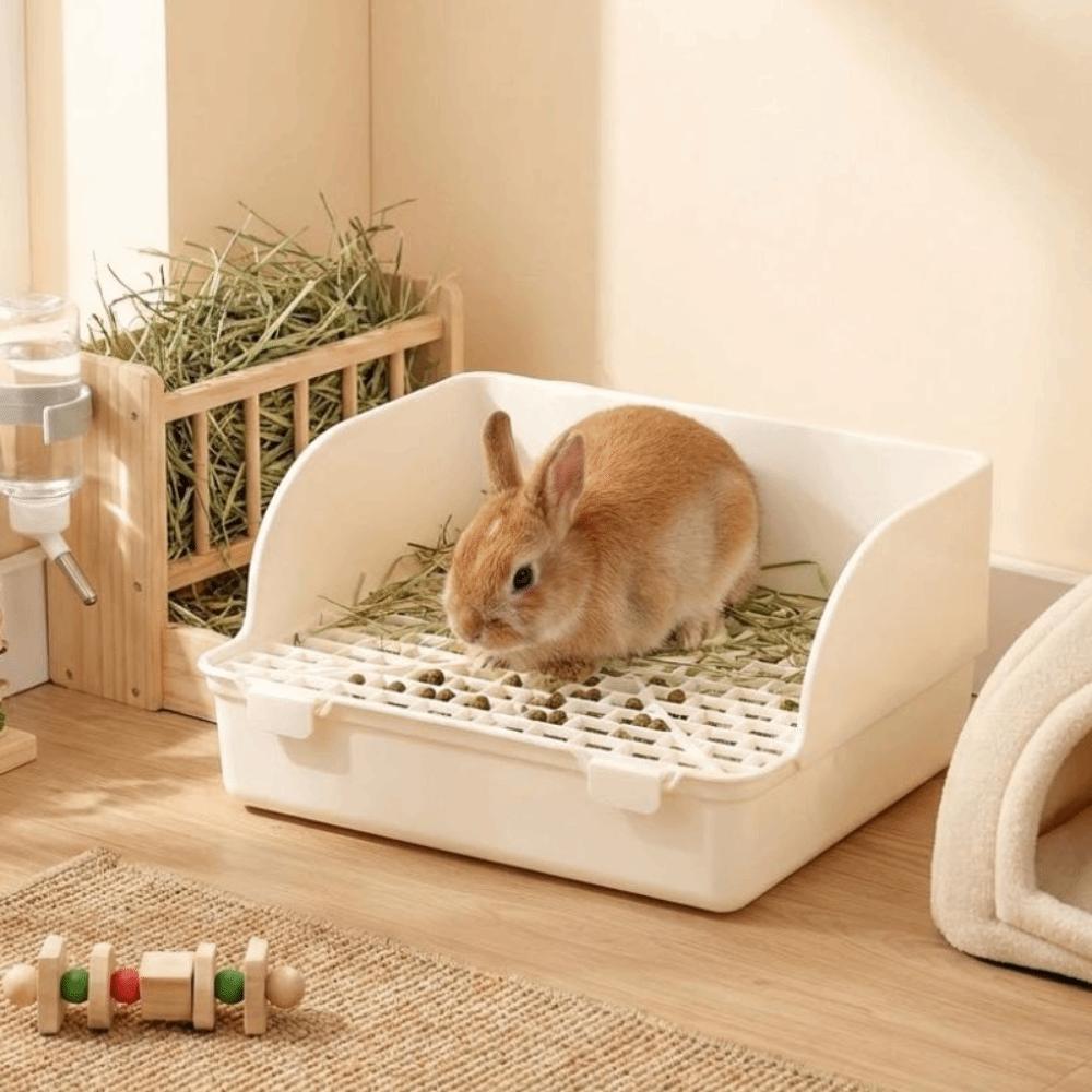 Прямоугольный лоток для кроликов с защитой от рассыпания Туалетный ящик для домашних животных Туалет для дрессировки кроликов Ванная комната для животных