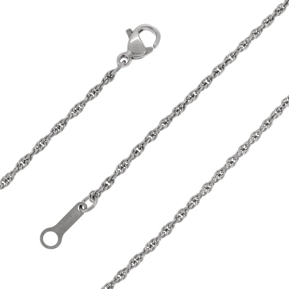 Double Azuki Chain Length Width Made in Japan Titanium Necklace Chain Necklace Chain Chain Only [Shinjuku Ginnokura] 40-60cm (60cm) Approx. 1.7mm