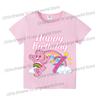 Caring Bears Number Tshirt Girls Birthday Party Supplies 19 Years Short Sleeve Tee Kids Cotton Tops Clothes Base Tshirts Gift