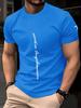 Men's Letter Pattern 3D Printed T-shirt Personalized Fashionable Casual Round Neck Top Simple Versatile Short Sleeved Clothing for Daily Use