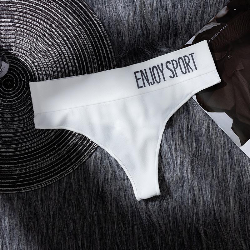 Сексуальные женские бесшовные спортивные стринги, высокоэластичные, с широкой резинкой с надписью, удобное нижнее белье, трусы с эффектом лифтинга ягодиц