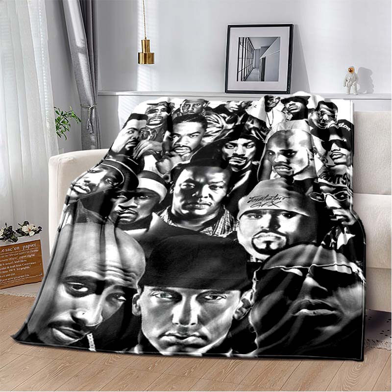 3D Vintage Hip Hop Star Portrait Flannel Blanket Ultra Soft Throw Blanket Sofa Bed All Season Bedspread Home Decor Fans Gift
