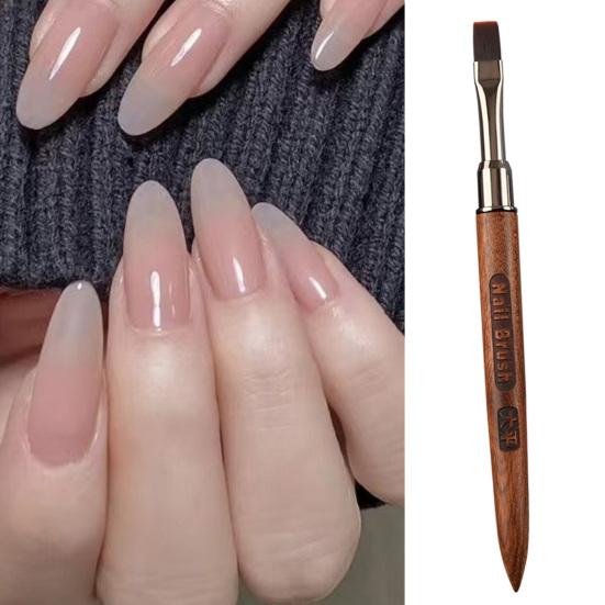 Кисть для ногтей Гибкая мягкая нейлоновая щетина Резной дизайн Деревянная ручка Маникюрный инструмент Многофункциональная квадратная круглая головка Кисть для фототерапии гелем для рисования
