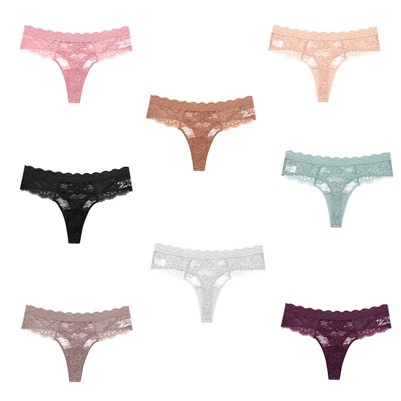 FINETOO Lace Flower Panty for Women Pure Cotton Breathable Soft Lingerie Low-Waist Solid Color Briefs S-XL