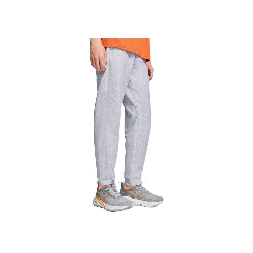 Li-Ning Comfortable Solid Color Tapered Knit Sports Pants Men Bottoms Flower-Gray AKLS683-4