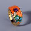 Exquisite Handmade Enamel Epoxy Ladies Golden Ring Sunflower Orange Zircon Ring Ladies Party Jewelry Ring