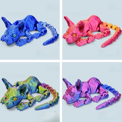 3D-печатная фигурка кошки сфинкса, реалистичная бесшерстная кошка, милая 3D-печатная игрушка, подвижная игрушка-непоседа для влюбленных, домашний декор