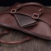 Men's Casual Fashion Crazy Horse Leather Briefcase Retro Business 15.6-inch Laptop Bag Shoulder Bag
