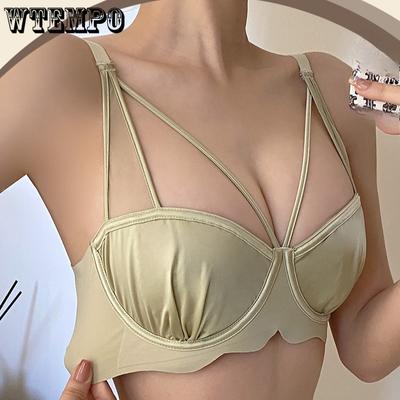 Летний бюстгальтер большого размера Женское тонкое нижнее белье Сбор груди Предотвращающий обвисание Летний тонкий мягкий бюстгальтер на косточках