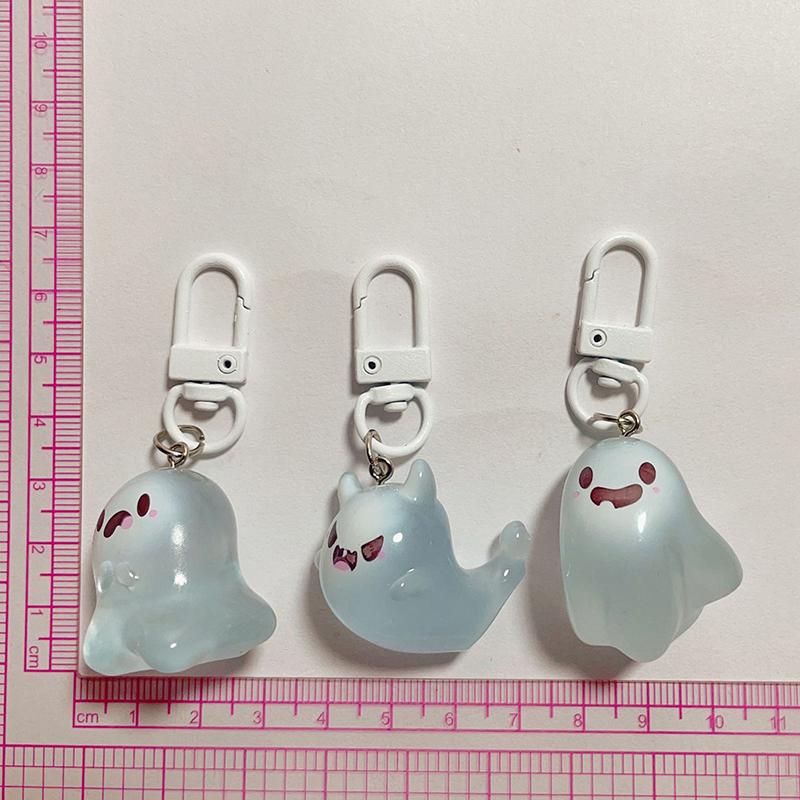 Halloween Jelly Ghost Keychain 3D Cartoon Glow-In-The-Dark Elf Pendant Holiday Gift