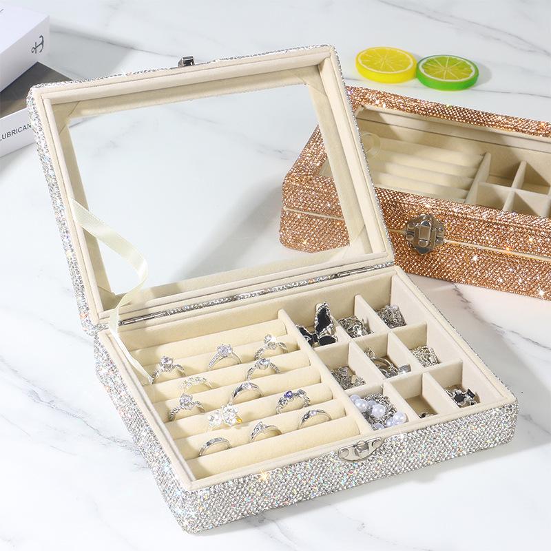 Фланелевый ящик для хранения украшений Diamond для дома — идеально подходит для часов, сережек и колец