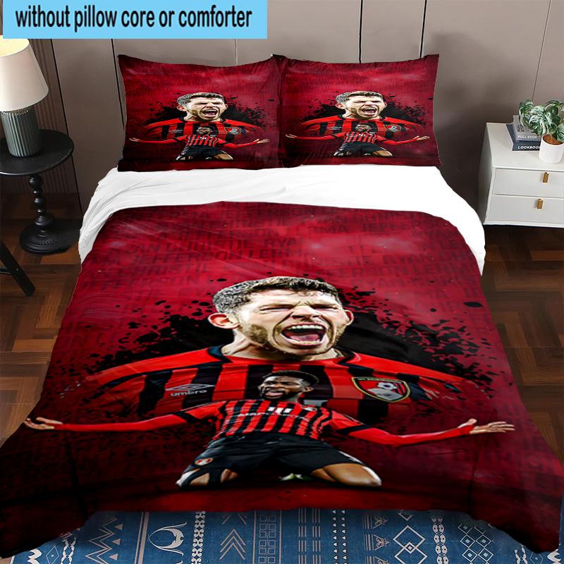 3pcs Afc Crest Bournemouth Printed Bedding Set Duvet Cover Closure Includes 1 Duvet Cover & 2 Pillowcases Bedding Sets Home Decor Gifts
