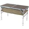 VASTLAND Outdoor Table with Storage 120cm X 60cm Tan Storage Capacity 110L Foldable 4 Height Adjustable