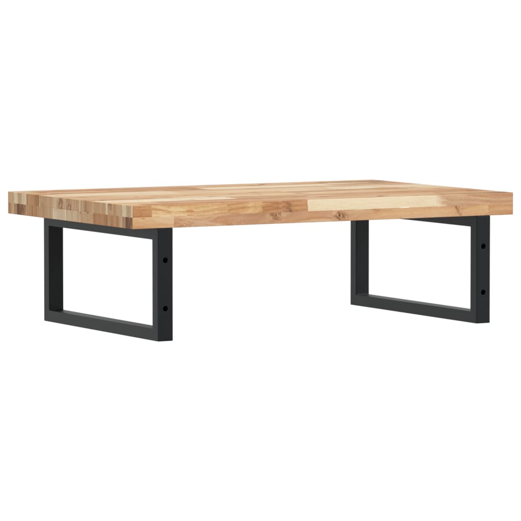 Wall Mounted Washbasin Shelf Steel and Acacia Wood