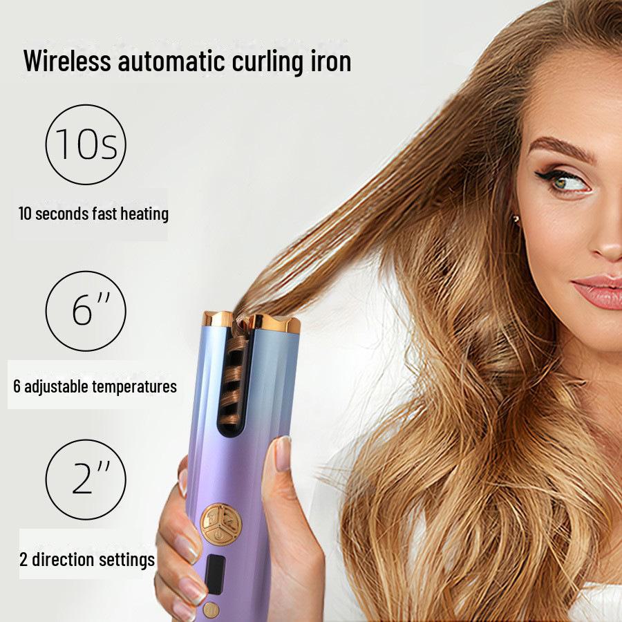 Беспроводная портативная автоматическая плойка для завивки волос – отрицательные ионы, безопасна для волос, для крупных волн