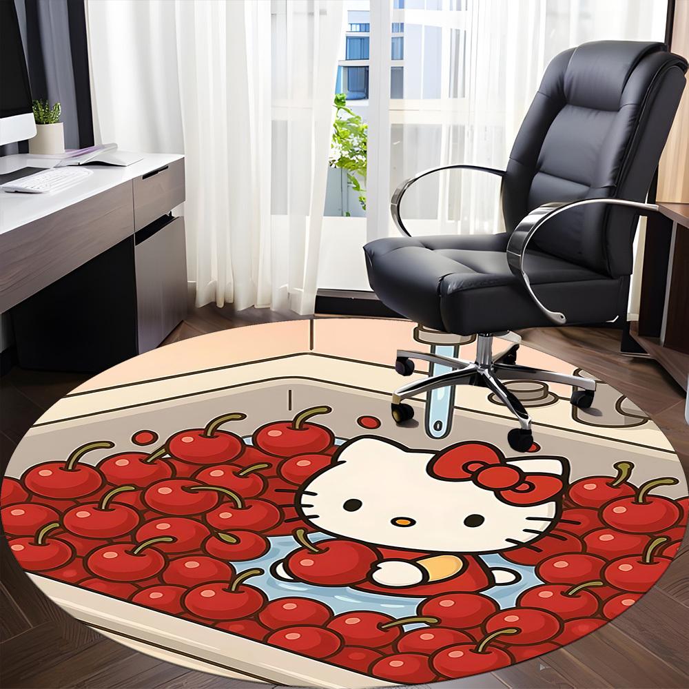 1 шт. Коврик для офиса круглый, с вишнями HelloKitty, под офисные стулья, для спальни, гостиной, домашний декор a1022107