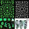 Glow In The Dark DIY Manicure Adhesive Decals Christmas Nail Sticker 3D Luminous White Snowflakes