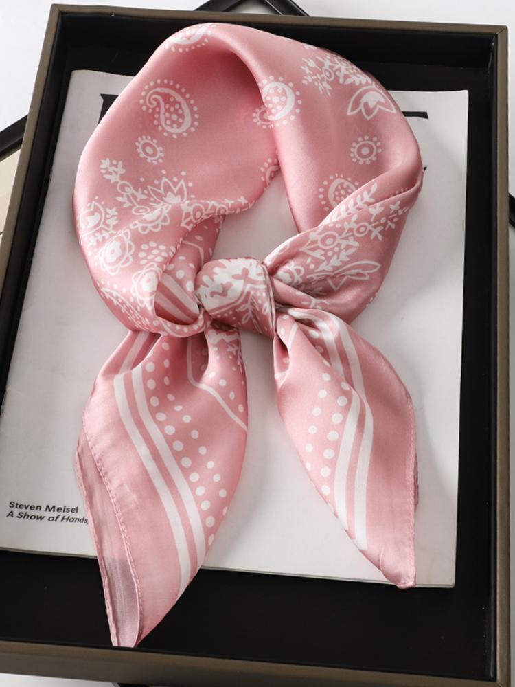 Women's Silk Scarf Hijabs Luxury Brand Summer Headscarf Hijabs Bandana Shawl Handerchief Hair Cheveux Hair Accessories 70*70cm