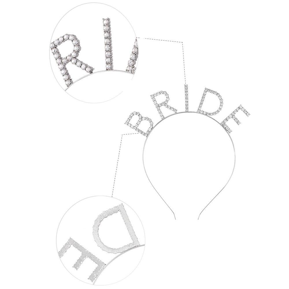 Блестящие принадлежности для девичника Жемчужные буквы Повязка на голову для волос Свадебная лента Фата Набор Свадебный душ