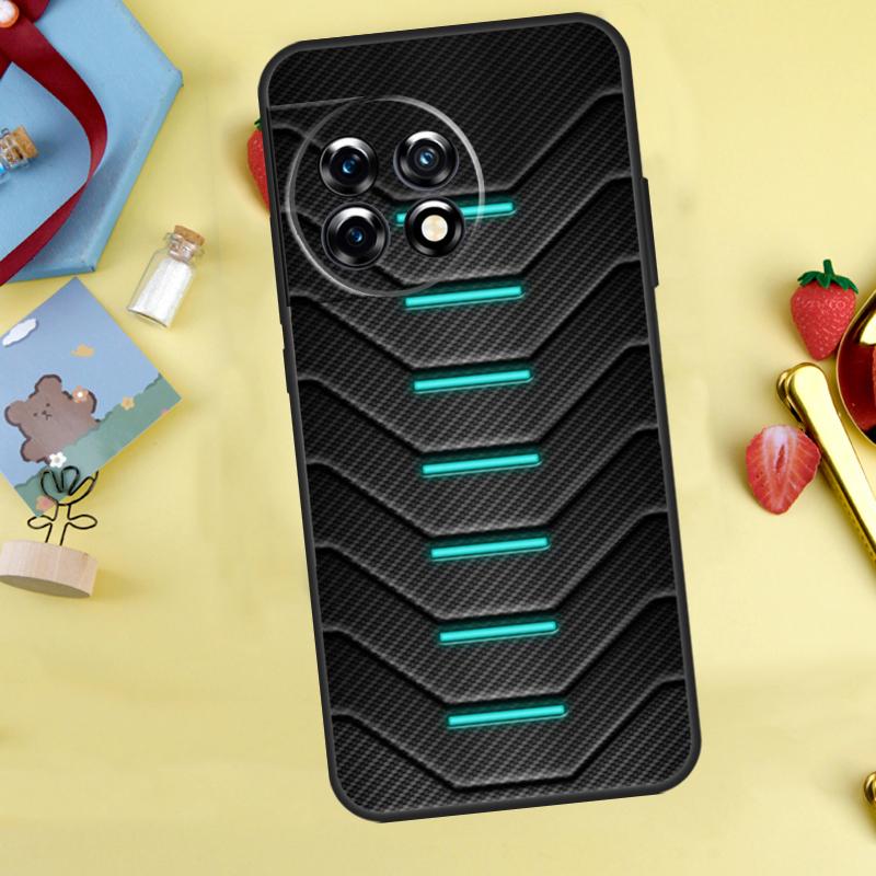 Футуристичный неоновый чехол из углеродного волокна для OnePlus 13R 12R 13T 15 13 12 11 10 9 10R 10T 8T Nord 5 CE 4 2 3 Lite N20 N30
