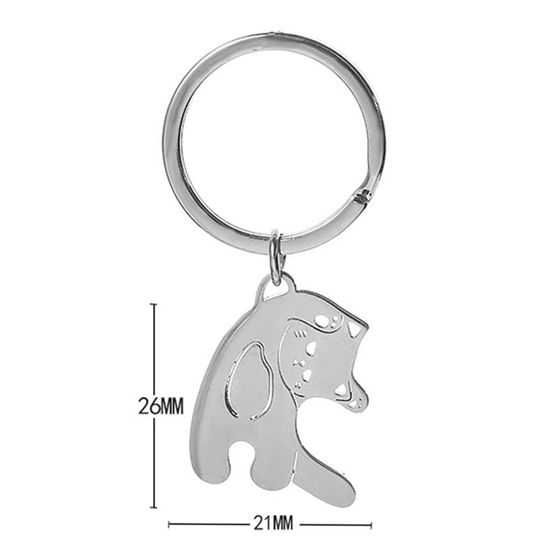 Милый брелок для ключей с кошкой из нержавеющей стали, пара, влюбленные животные, парный брелок для ключей, студенческий рюкзак, подвески, подарок на День святого Валентина