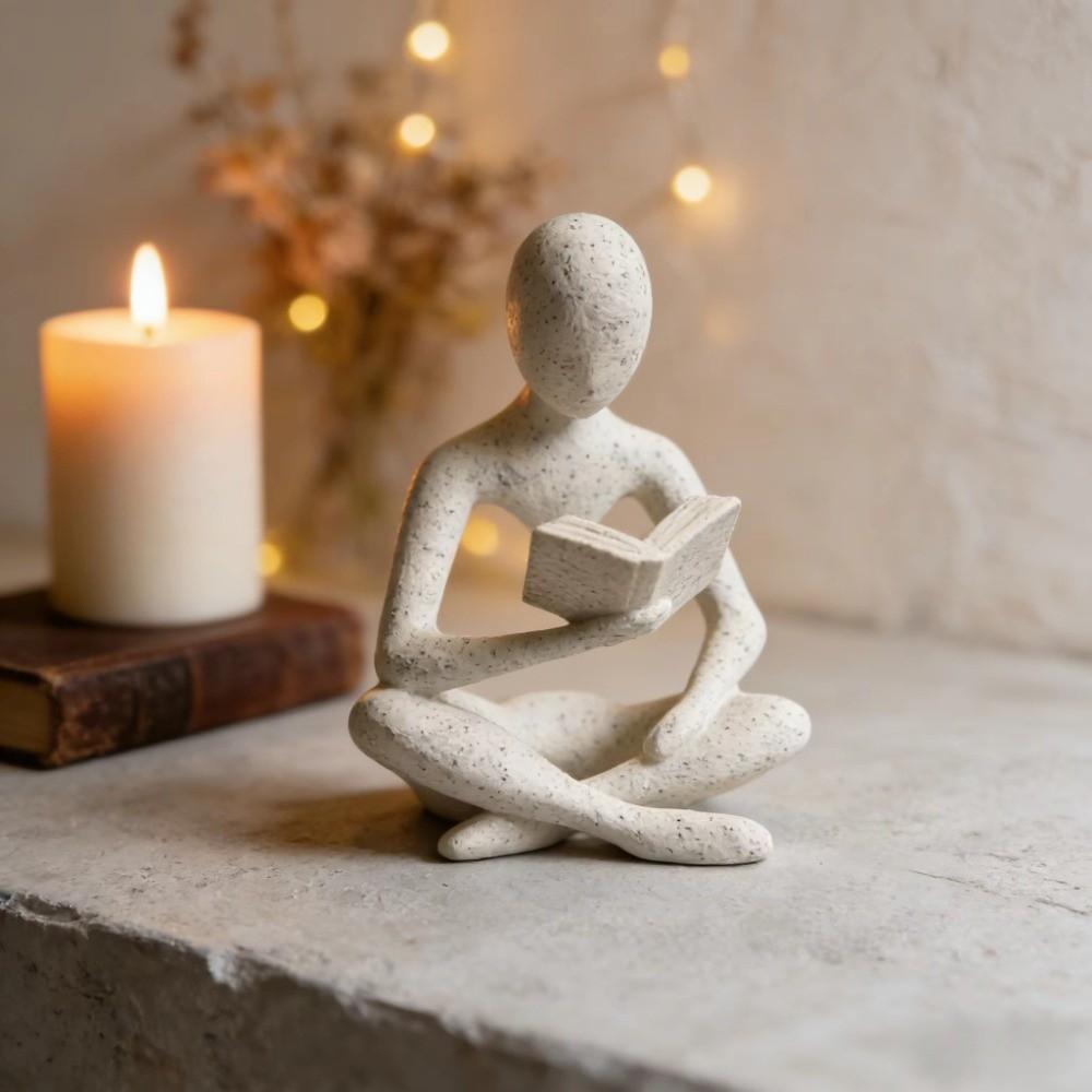 Mini Reader Sculpture Ornament Minimalist Reading Figure Ornament Bookshelf Decor