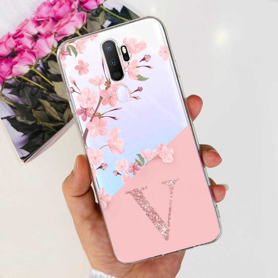 For Oppo A9 (2020) A5 (2020) Case Fashion Letter Soft Silicone TPU Cover For Oppo A9 A5 2020 Transparent Shockproof Phone Bumper