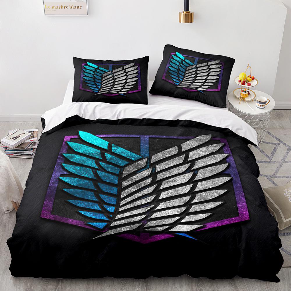 Anime Attack On Titan 3D Printed Bedding Set Duvet Cover Pillowcase Freedom Wings Bedclothes For Boys Kids Twin Single Full Size