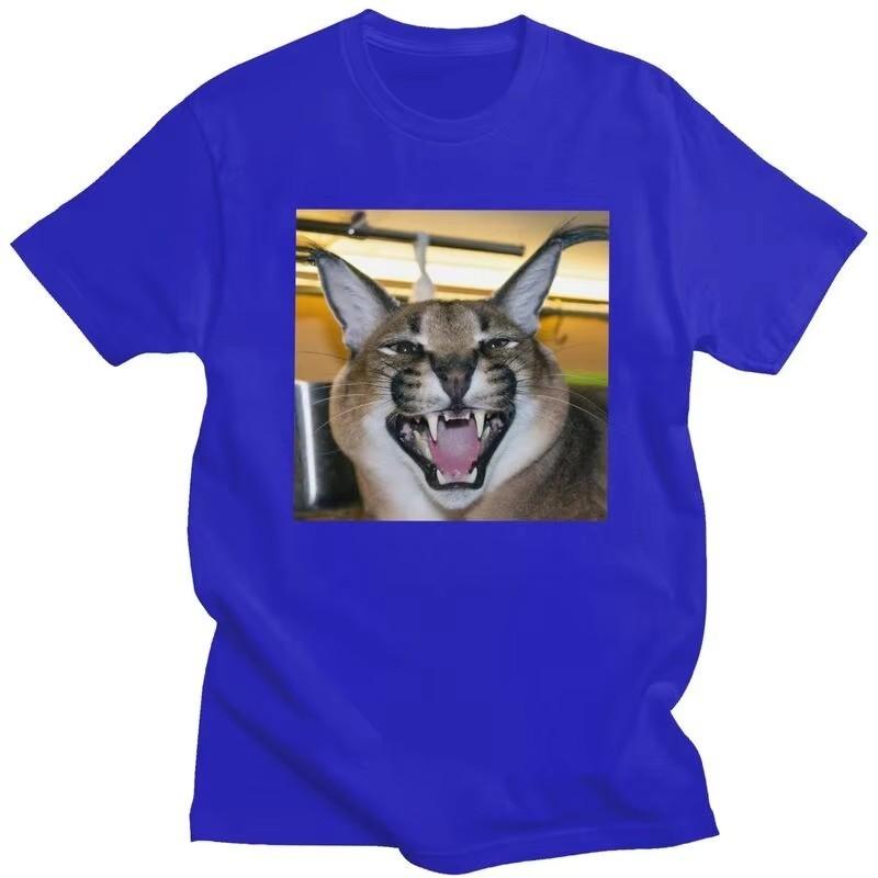 Big Floppa Caracal Cat Funny Meme Graphic Tee Short Sleeve Casual Cotton T-Shirt