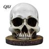 Durable Resin Knife Block Skull Holder, Spooky Skeleton Head Stand with 7 Organizer Slots, Halloween Horror Cutter Rack for Gothic Kitchen Countertop