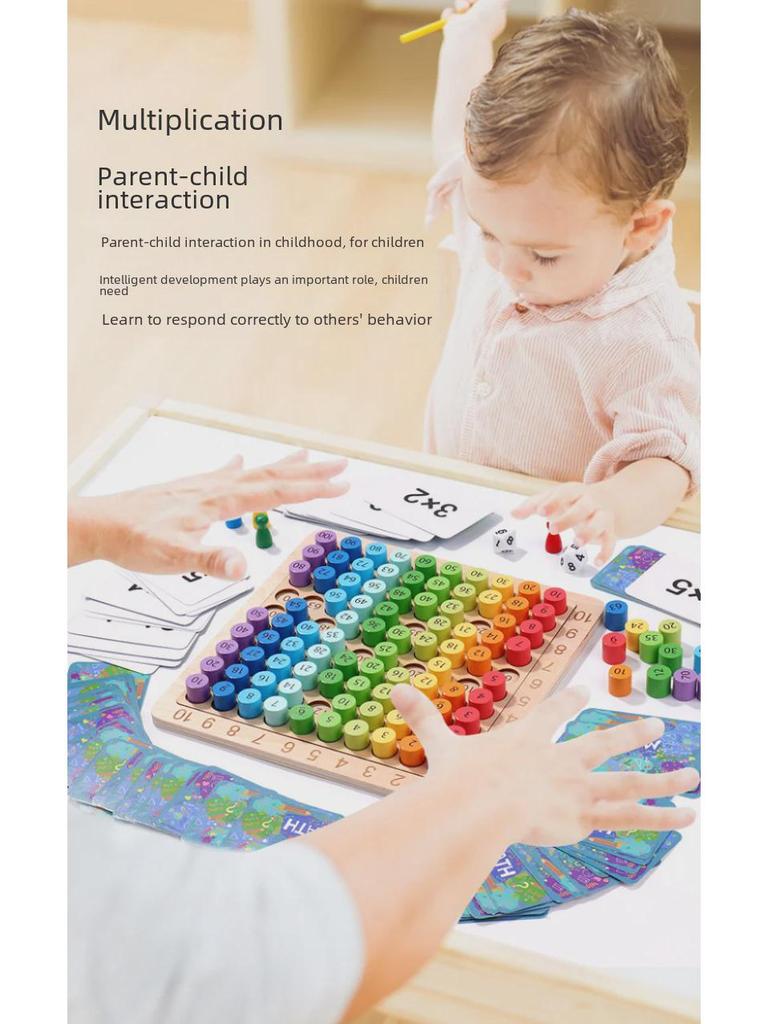 Colorful 3-in-1 Children's Early Education Puzzle: Multiplication Table & 1-100 Number Toys