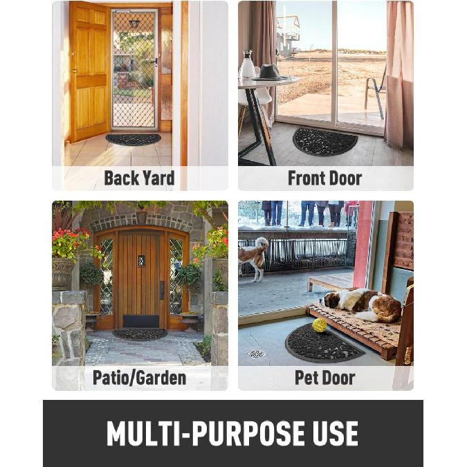 Tchdio Полукруглый коврик для входной двери-Нескользящий резиновый коврик для прихожей для улицы-Низкопрофильный сверхпрочный приветственный коврик Легко чистить Все