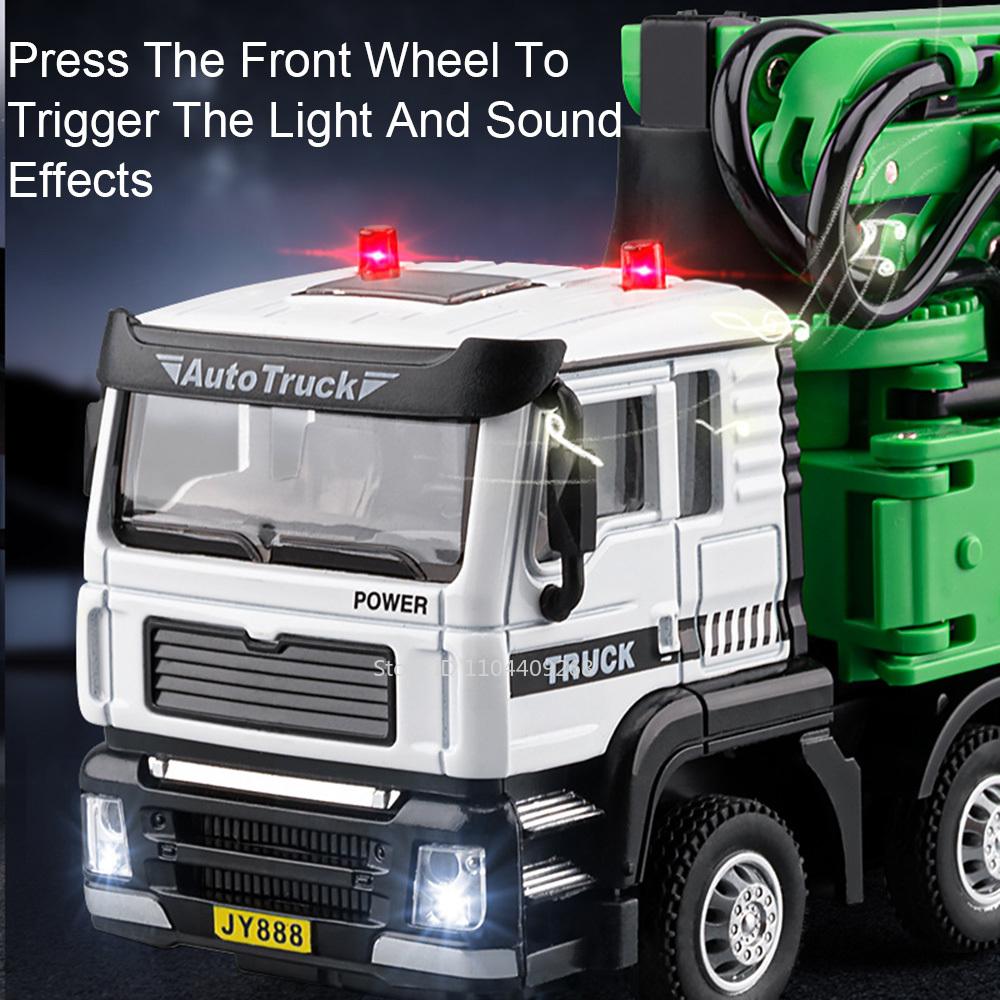 1:32 Cement Pump Truck Container Transport Car Model Toy Sound Light Doors Opened Engineering Vehicle Models Kids Toys Gifts