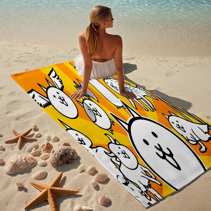 proof beach towel with a The Battle Cats pattern - soft,absorbent,quick-drying,machine washable - perfect for swimming,camping,bathing