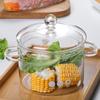 Семейные кастрюли из закаленного стекла Утолщенные, безопасные для микроволновой печи, с прозрачной крышкой для контроля процесса приготовления