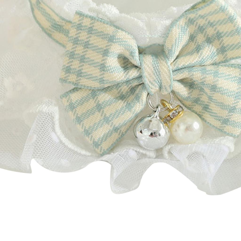 Кружевной кошачий ошейник с бантом и колокольчиками Милый модный питомец Шейный платок Аксессуары для собак Зеленый M