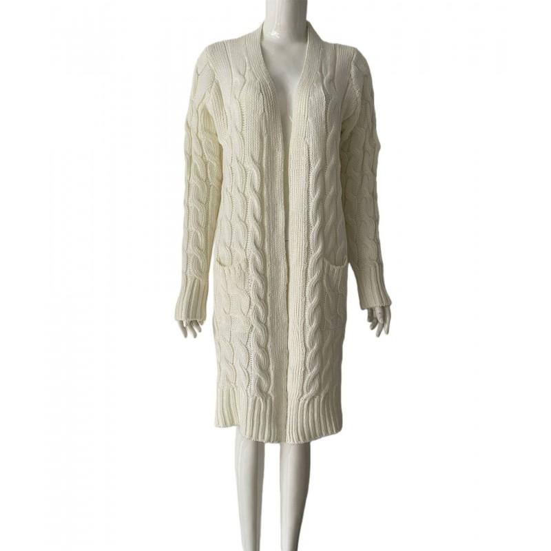 Womens Loose Knit Cardigan Plus Size Mid-Long Sweater Coat Winter
