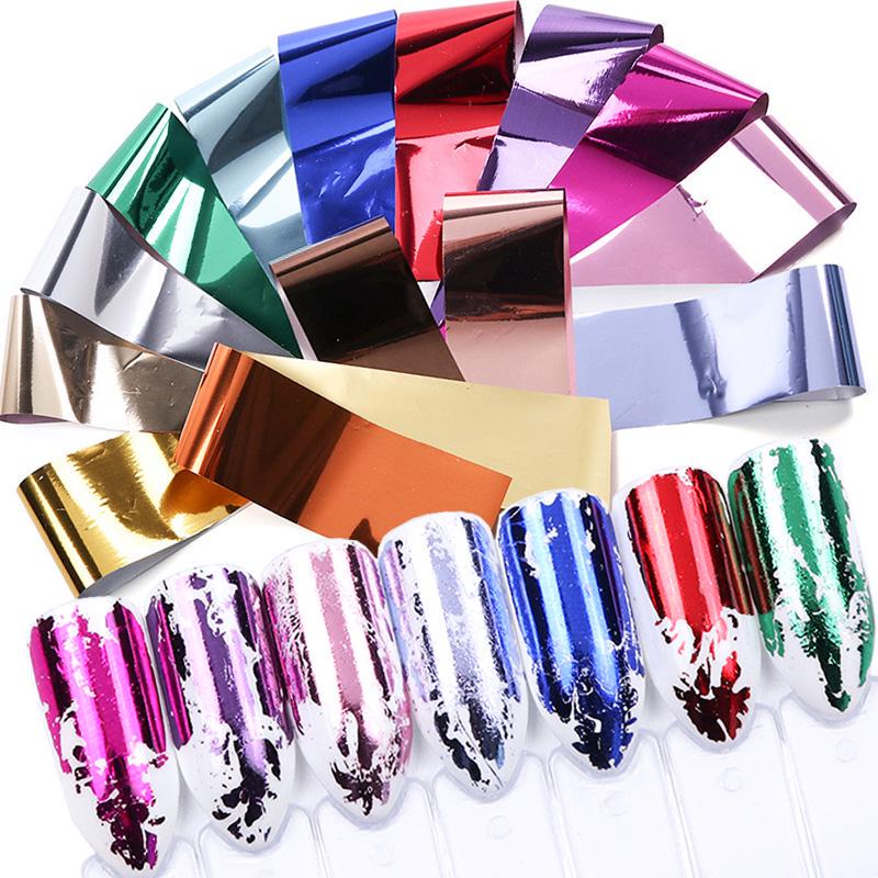 14 шт./компл. женская фольга для ногтей, наклейки для ногтей, металлическая цветная фольга, наклейки, украшения для дизайна ногтей