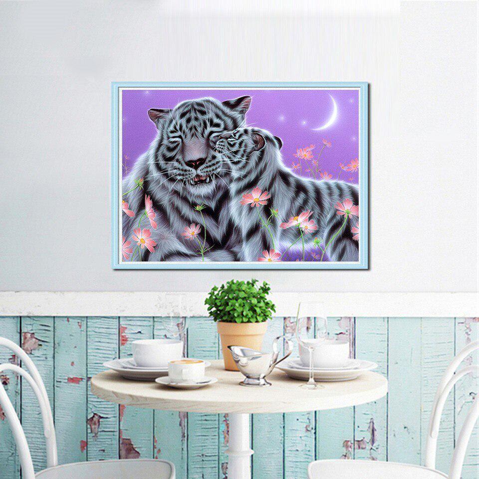 Diamond Painting Animal Tiger And Flower Rhinestone Mosaic Diamond Embroidery