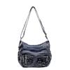 Vintage washed denim bag multi-pocket commuter practical shoulder messenger bag tote bag 2025 new bag