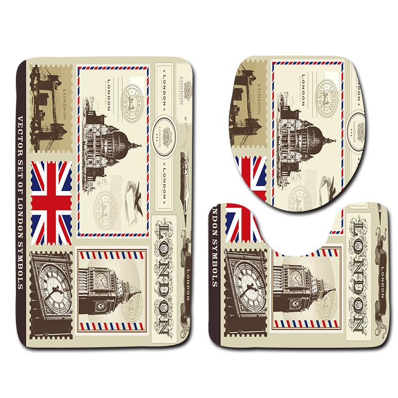 World Scenery Toilet Three-Piece Floor Mat Bathroom 3-Piece Mat Carpet Door Mat Is Now