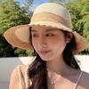 Foldable Straw Weaving Beach Hat Hollow Out Bow Fisherman Cap Folding Sun Cap Bucket Hat  Seaside