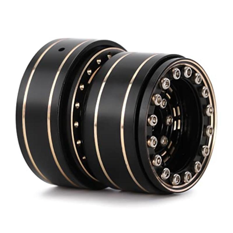 1.0 Plus Brass Beadlock Wheel Rims 4PCS 12-Spoke Wheels for 4M SCX24 FCX24 1/24 1/18 RC Crawler, 42g/pcs