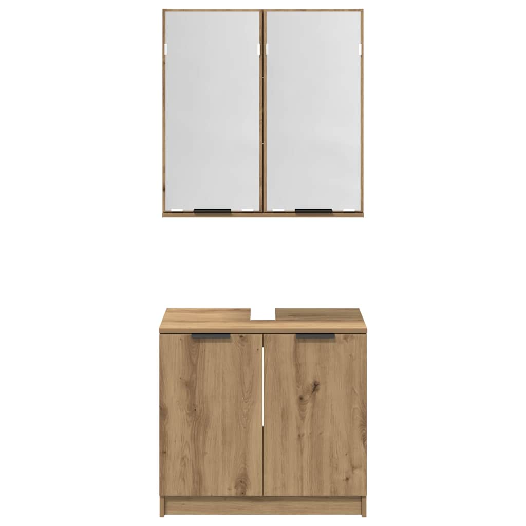 Bathroom Cabinet Set with Shelf Artisan Oak Wood Based Material