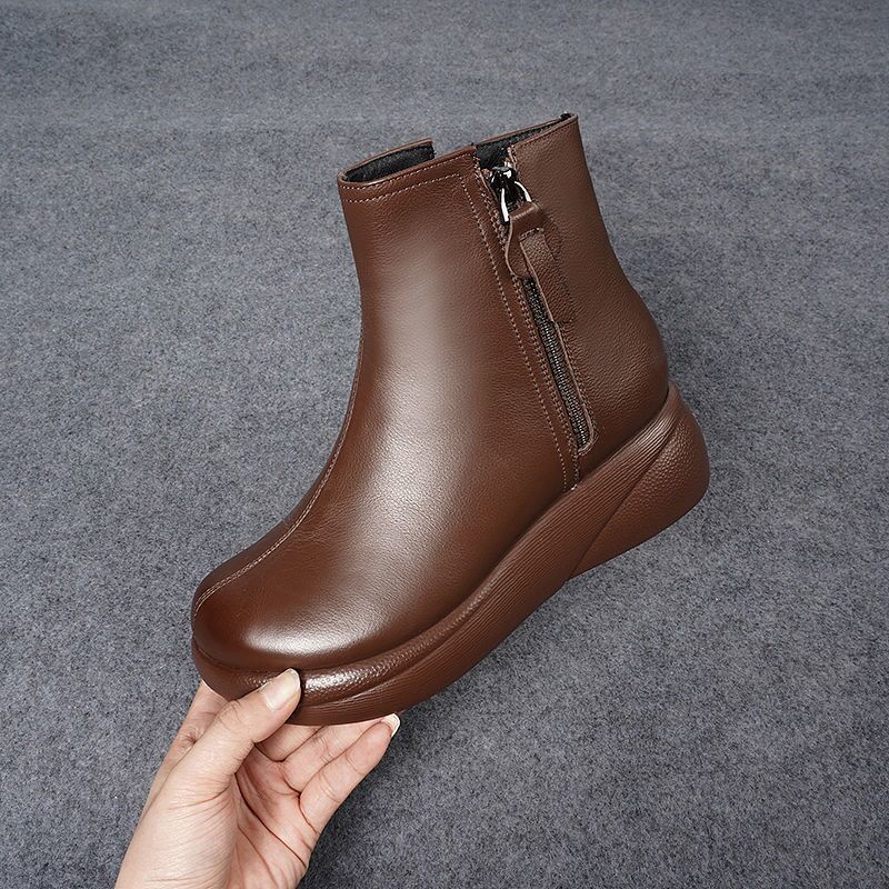 Зимние новые утолщенные теплые хлопковые ботинки с круглым носком, легкие бархатные удобные универсальные женские туфли