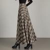 New Woolen Plaid Skirt for Women Mid-length Autumn and Winter Slimming High-waisted A-line Skirt Casual Long Skirt