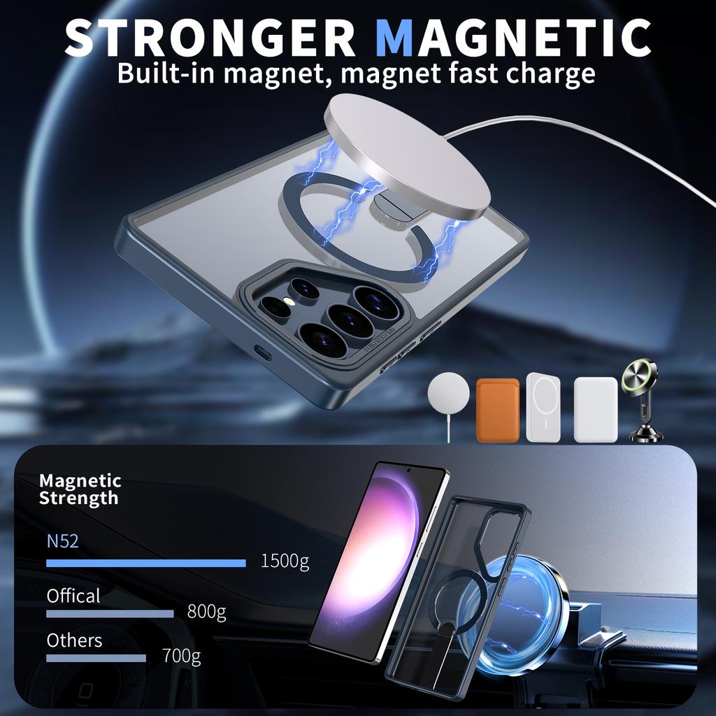 For Samsung Galaxy S23 Ultra/S22 Ultra 5G Magnetic Case Kickstand TPU + Acrylic Phone Cover
